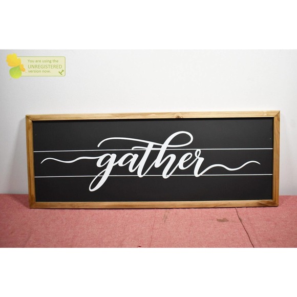 Gather Hanging Sign Home Decor 32"x12" Black